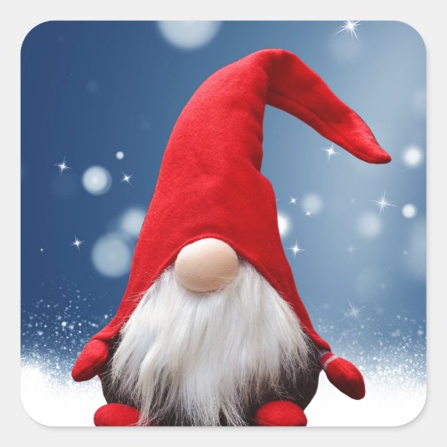 Cute Christmas Santa Snow Stars Square Sticker (Front)