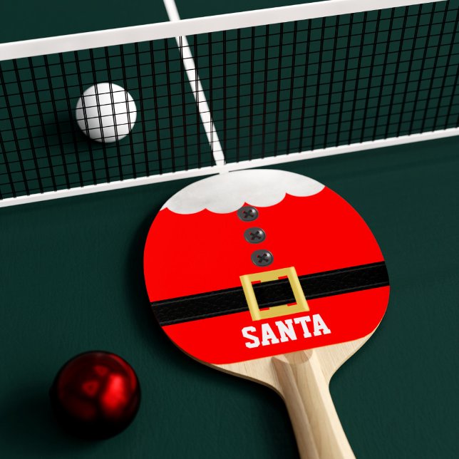 Cute Christmas Santa Suit Funny Festive Red  Ping Pong Paddle (Fun and festive ping pong paddle suitable for Christmas games. Just add your name)