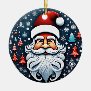 Cute Christmas Santa with Trees Festive Ceramic Tree Decoration