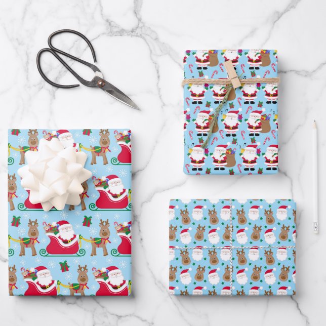 Cute Christmas Santa Wrapping Paper Sheet (Front)