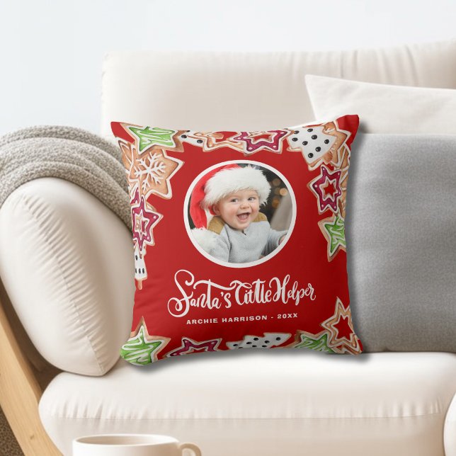 Cute Christmas Santa's Helper Photo Cushion (Creator Uploaded)