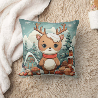 Cute christmas scene throw pillow
