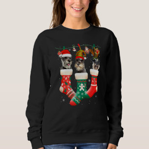 Cute Christmas Schnauzer In Sock Xmas Reindeer San Sweatshirt