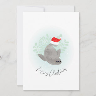 Cute Christmas Seal  Holiday Card