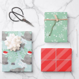 Cute Christmas Seal Wrapping Paper Sheet