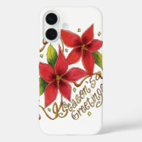Cute Christmas Season's Greetings with Poinsettias