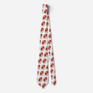 Cute Christmas Season's Greetings with Poinsettias Tie