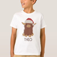 Cute Christmas shaggy Highland cow Santa custom