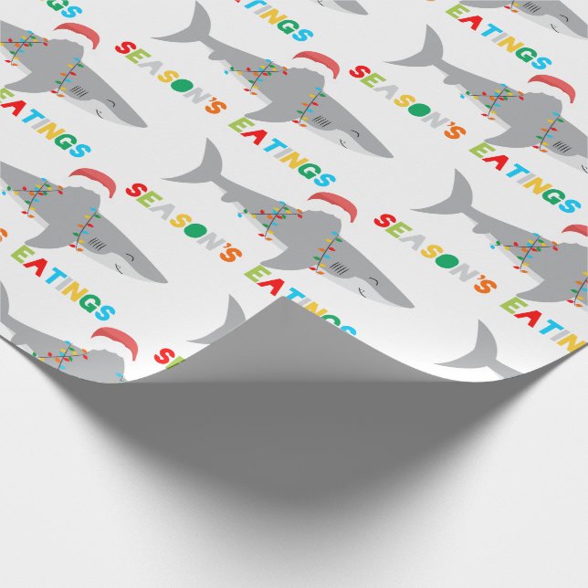 Cute Christmas Shark Wrapping Paper (Corner)