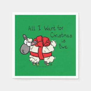 Cute Christmas Sheep Cartoon Napkin