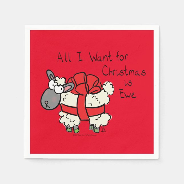 Cute Christmas Sheep Cartoon Napkin (Front)
