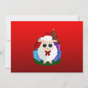 Cute Christmas Sheep Classic Red Holiday Winter Card