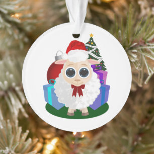 Cute Christmas Sheep Festive Holiday Ornament Farm