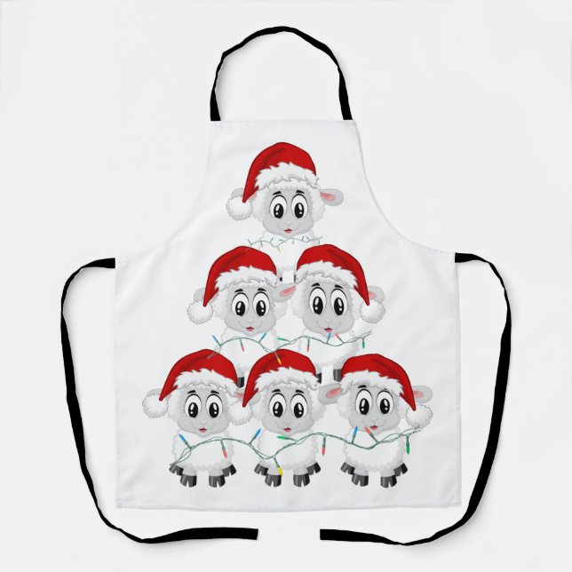 Cute Christmas Sheep Tree Apron (Front)