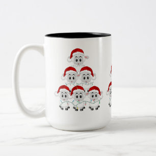 Cute Christmas Sheep Two-Tone Coffee Mug