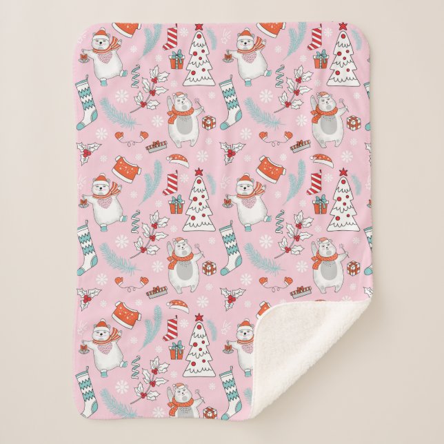 Cute Christmas Sherpa Blanket (Front)