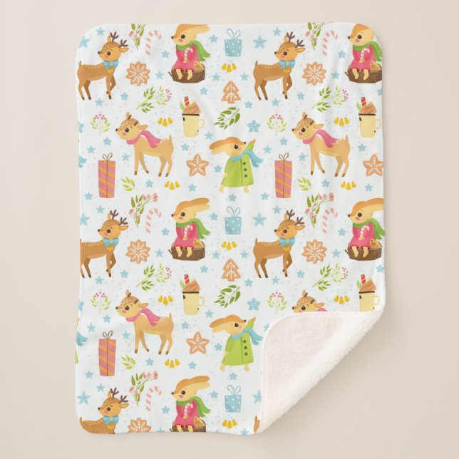 Cute Christmas Sherpa Blanket (Front)