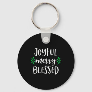 Cute Christmas Shirt For Women Girls Joyful Merry Key Ring