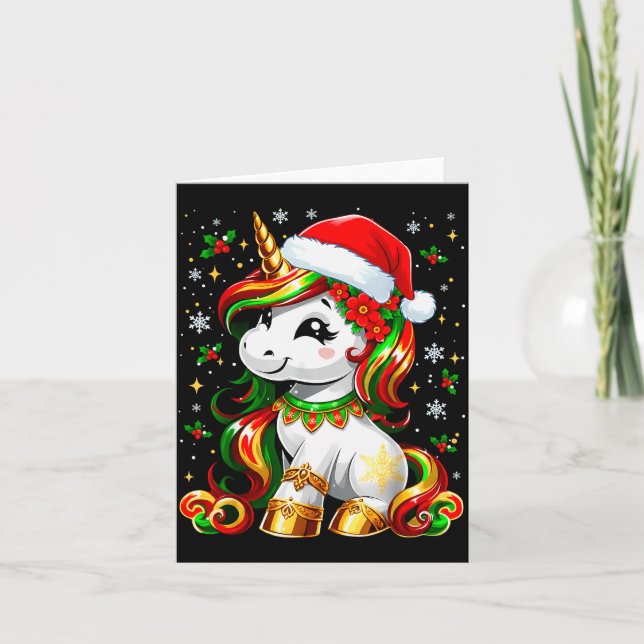 Cute Christmas Shirt Girls Women Xmas Unicorn Chri Card (Front)