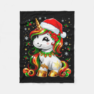 Cute Christmas Shirt Girls Women Xmas Unicorn Chri Fleece Blanket