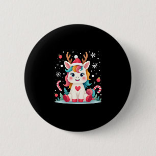 Cute Christmas Shirt Girls Women Xmas Unicorn Deer 6 Cm Round Badge