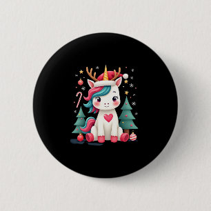 Cute Christmas Shirt Girls Women Xmas Unicorn Deer 6 Cm Round Badge