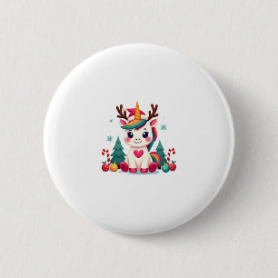 Cute Christmas Shirt Girls Women Xmas Unicorn Deer 6 Cm Round Badge