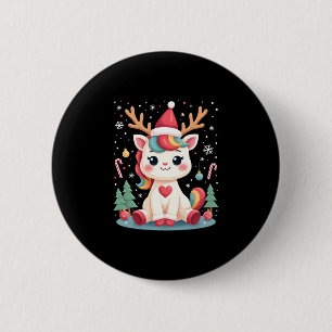 Cute Christmas Shirt Girls Women Xmas Unicorn Deer 6 Cm Round Badge