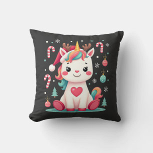 Cute Christmas Shirt Girls Women Xmas Unicorn Deer Cushion