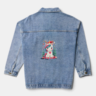 Cute Christmas Shirt Girls Women Xmas Unicorn Deer Denim Jacket