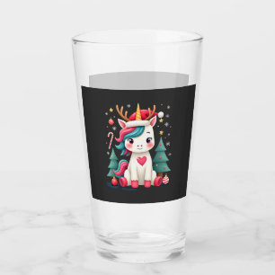 Cute Christmas Shirt Girls Women Xmas Unicorn Deer Glass
