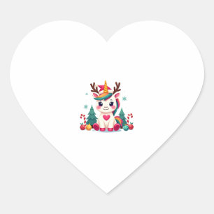 Cute Christmas Shirt Girls Women Xmas Unicorn Deer Heart Sticker
