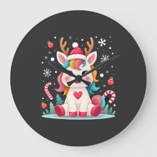 Cute Christmas Shirt Girls Women Xmas Unicorn Deer Large Clock