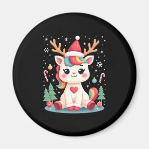 Cute Christmas Shirt Girls Women Xmas Unicorn Deer Magnet