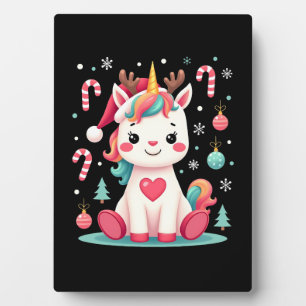 Cute Christmas Shirt Girls Women Xmas Unicorn Deer Plaque