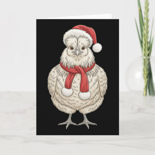 Cute Christmas Silkie Chicken Santa Farm Animal Card