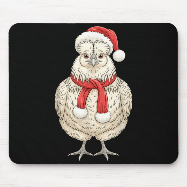 Cute Christmas Silkie Chicken Santa Farm Animal  Mouse Mat (Front)