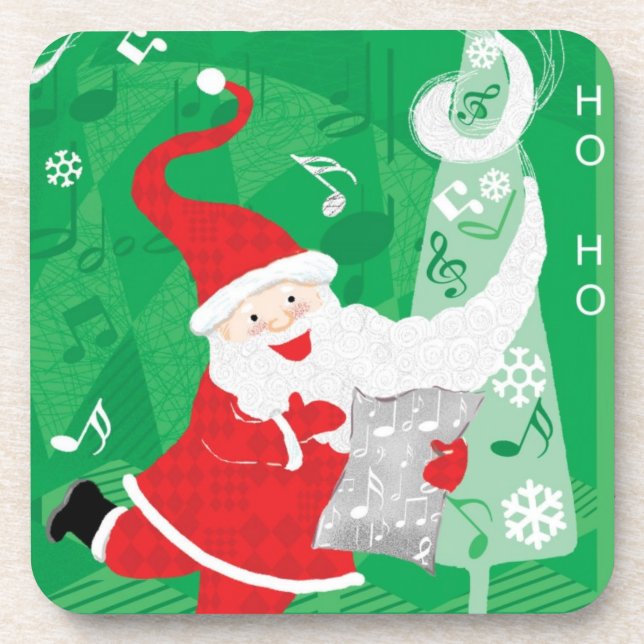 Cute Christmas, Singing and Dancing Santa Claus Coaster (Front)