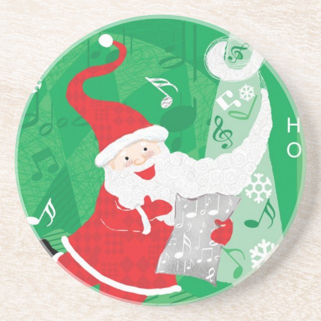 Cute Christmas, Singing and Dancing Santa Claus Coaster (Front)