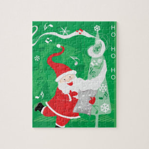Cute Christmas, Singing and Dancing Santa Claus Jigsaw Puzzle