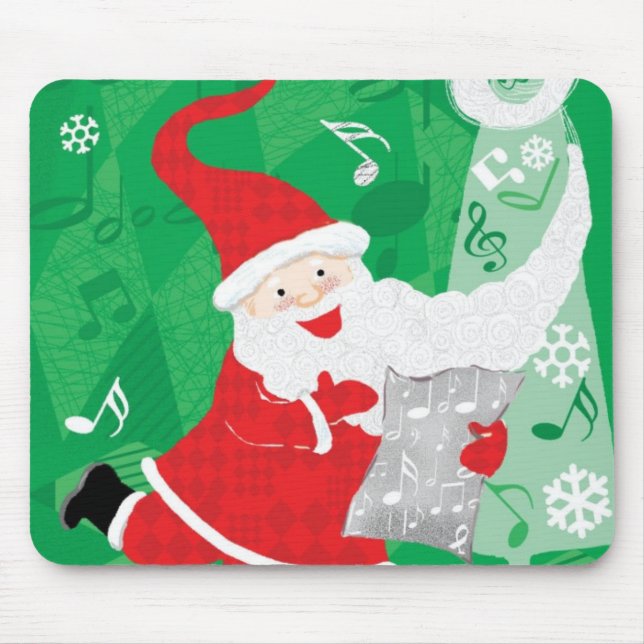 Cute Christmas, Singing and Dancing Santa Claus Mouse Mat (Front)