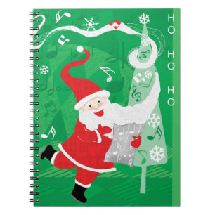 Cute Christmas, Singing and Dancing Santa Claus Notebook