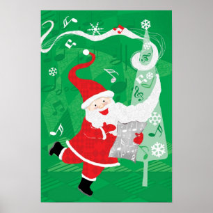 Cute Christmas, Singing and Dancing Santa Claus Poster