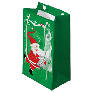 Cute Christmas, Singing and Dancing Santa Claus Small Gift Bag