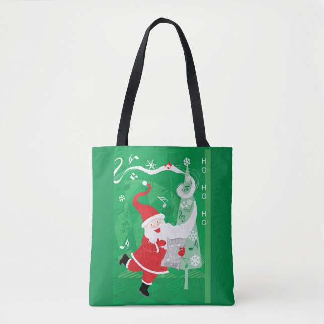 Cute Christmas, Singing and Dancing Santa Claus Tote Bag (Front)