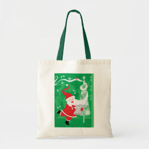 Cute Christmas, Singing and Dancing Santa Claus Tote Bag