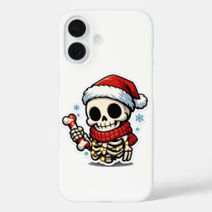 Cute Christmas Skeleton Holding Candy Cane Kawaii  iPhone 16 Case