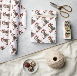 Cute Christmas Skeleton with candles Wrapping Paper
