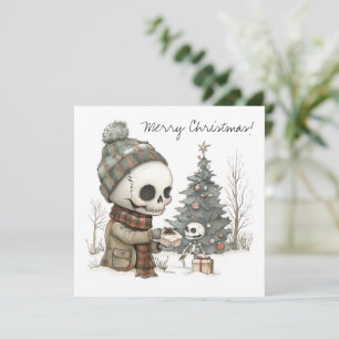 Cute Christmas Skeleton with Christmas Tree