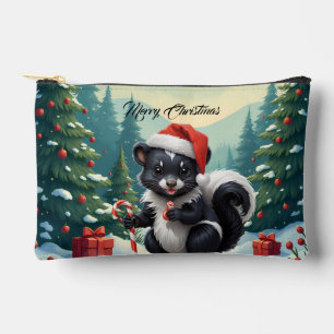 Cute Christmas Skunk Cartoon Accessory Pouch